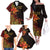 Niue Fakaalofa Atu Personalised Family Matching Off The Shoulder Long Sleeve Dress and Hawaiian Shirt Whale Hiapo Fiery Motif