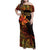 Niue Fakaalofa Atu Personalised Family Matching Off Shoulder Maxi Dress and Hawaiian Shirt Whale Hiapo Fiery Motif