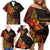 Niue Fakaalofa Atu Personalised Family Matching Off Shoulder Short Dress and Hawaiian Shirt Whale Hiapo Fiery Motif