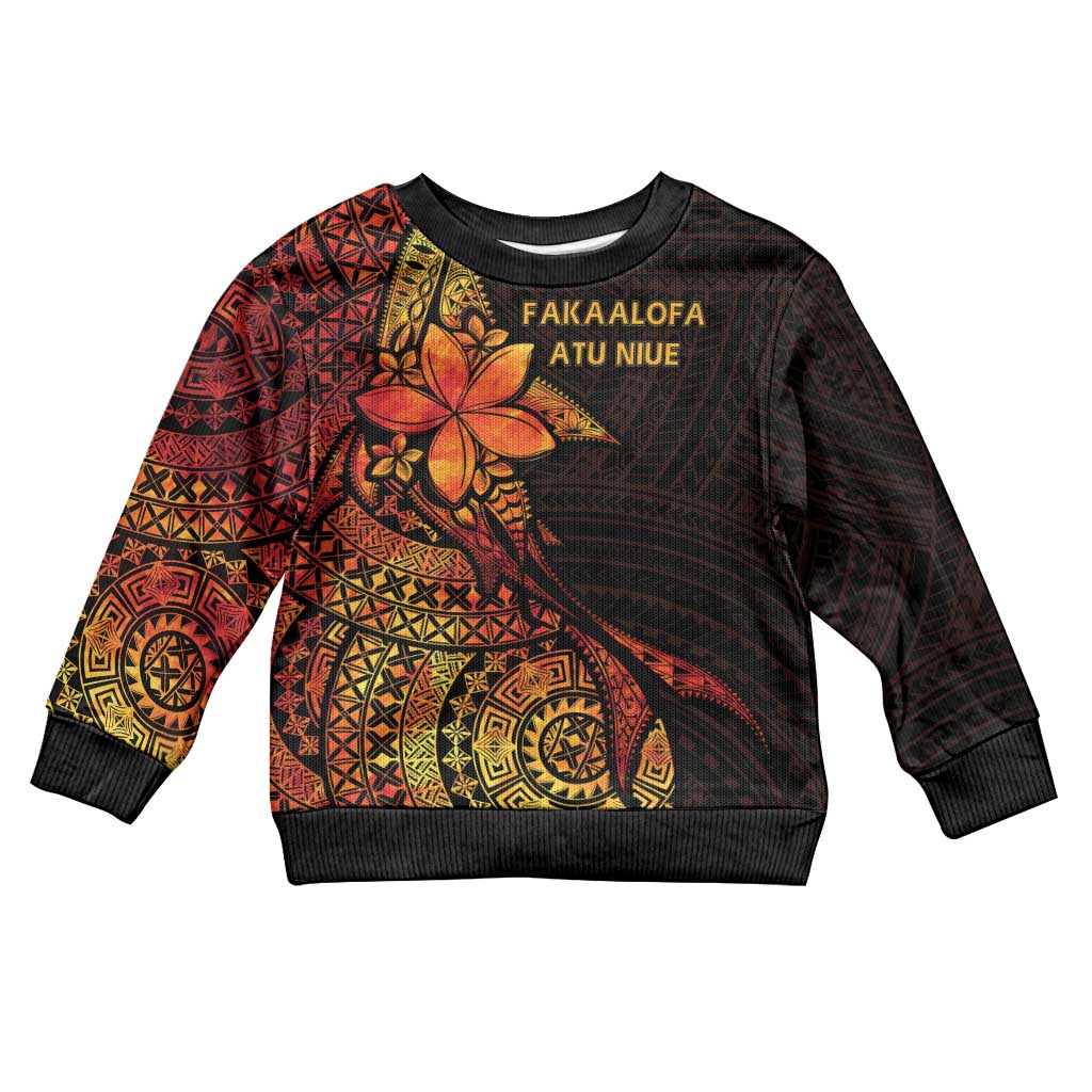 Niue Fakaalofa Atu Kid Ugly Christmas Sweater Whale Hiapo Fiery Motif LT7 Kid Art - Polynesian Pride