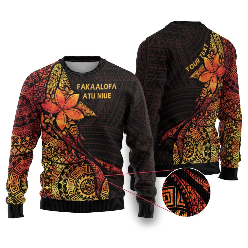 Niue Fakaalofa Atu Ugly Christmas Sweater Whale Hiapo Fiery Motif LT7 Art - Polynesian Pride