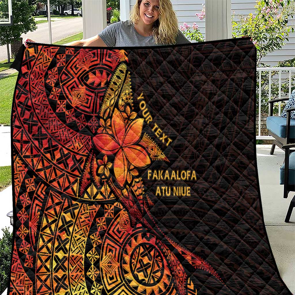 Niue Fakaalofa Atu Personalised Quilt Whale Hiapo Fiery Motif