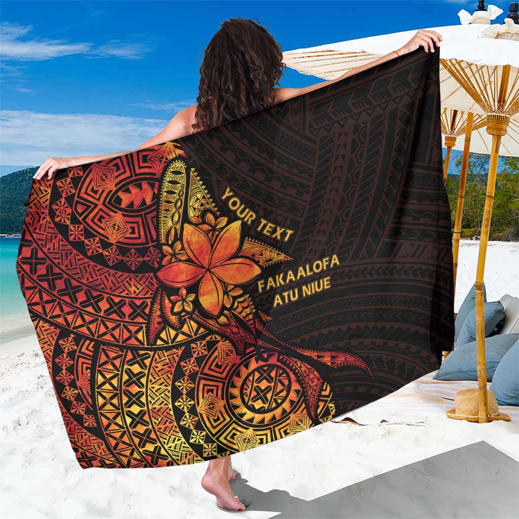 Niue Fakaalofa Atu Personalised Sarong Whale Hiapo Fiery Motif LT7 One Size 44 x 66 inches Art - Polynesian Pride