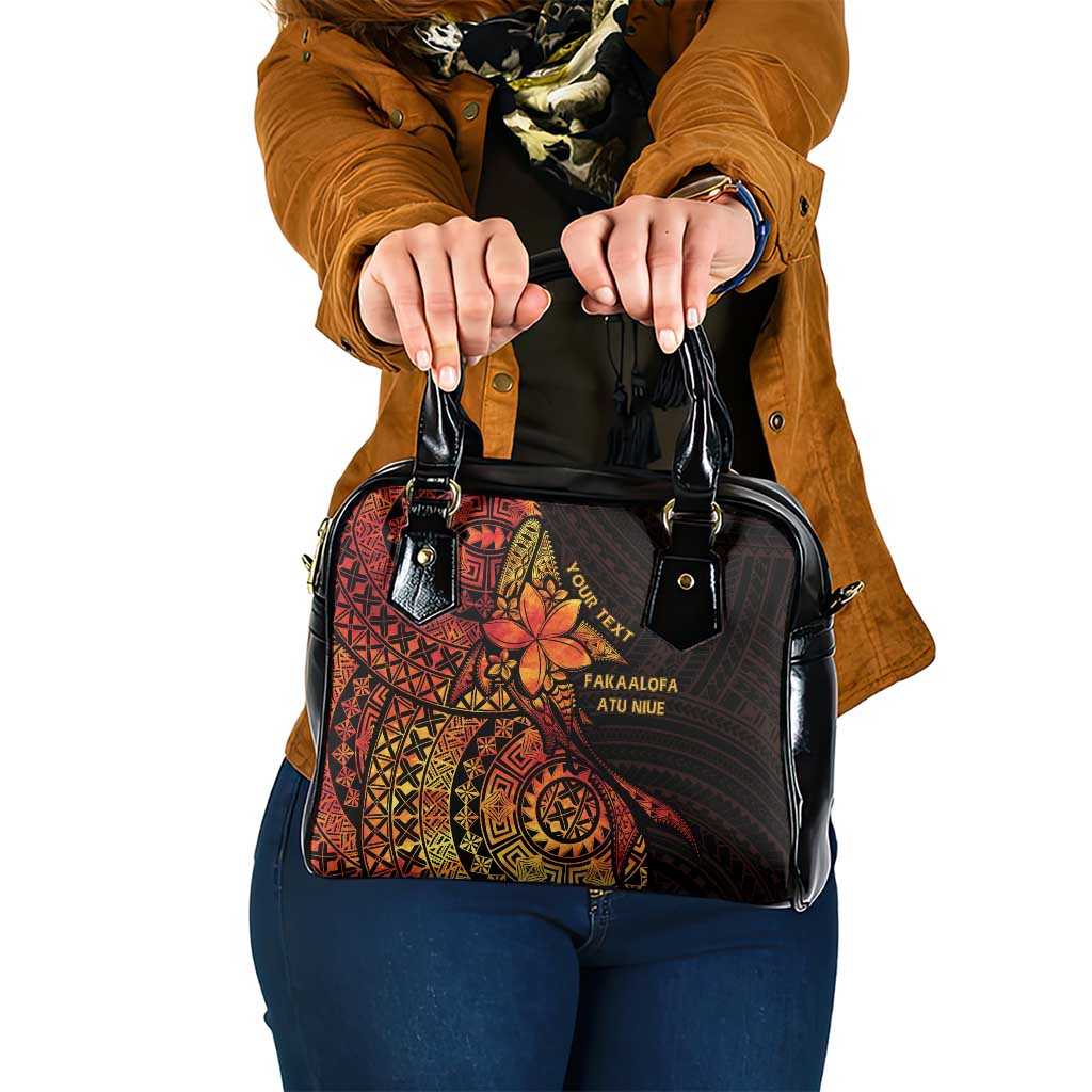 Niue Fakaalofa Atu Personalised Shoulder Handbag Whale Hiapo Fiery Motif LT7 One Size Art - Polynesian Pride