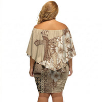 Samoa AIGA Mamanu Siapo Malu Motifs Off Shoulder Short Dress LT7 - Polynesian Pride