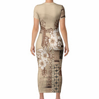 Samoa AIGA Mamanu Siapo Malu Motifs Short Sleeve Bodycon Dress LT7 - Polynesian Pride