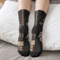 Samoa AIGA Mamanu Siapo Malu Motifs Crew Socks Black Ver LT7 - Polynesian Pride