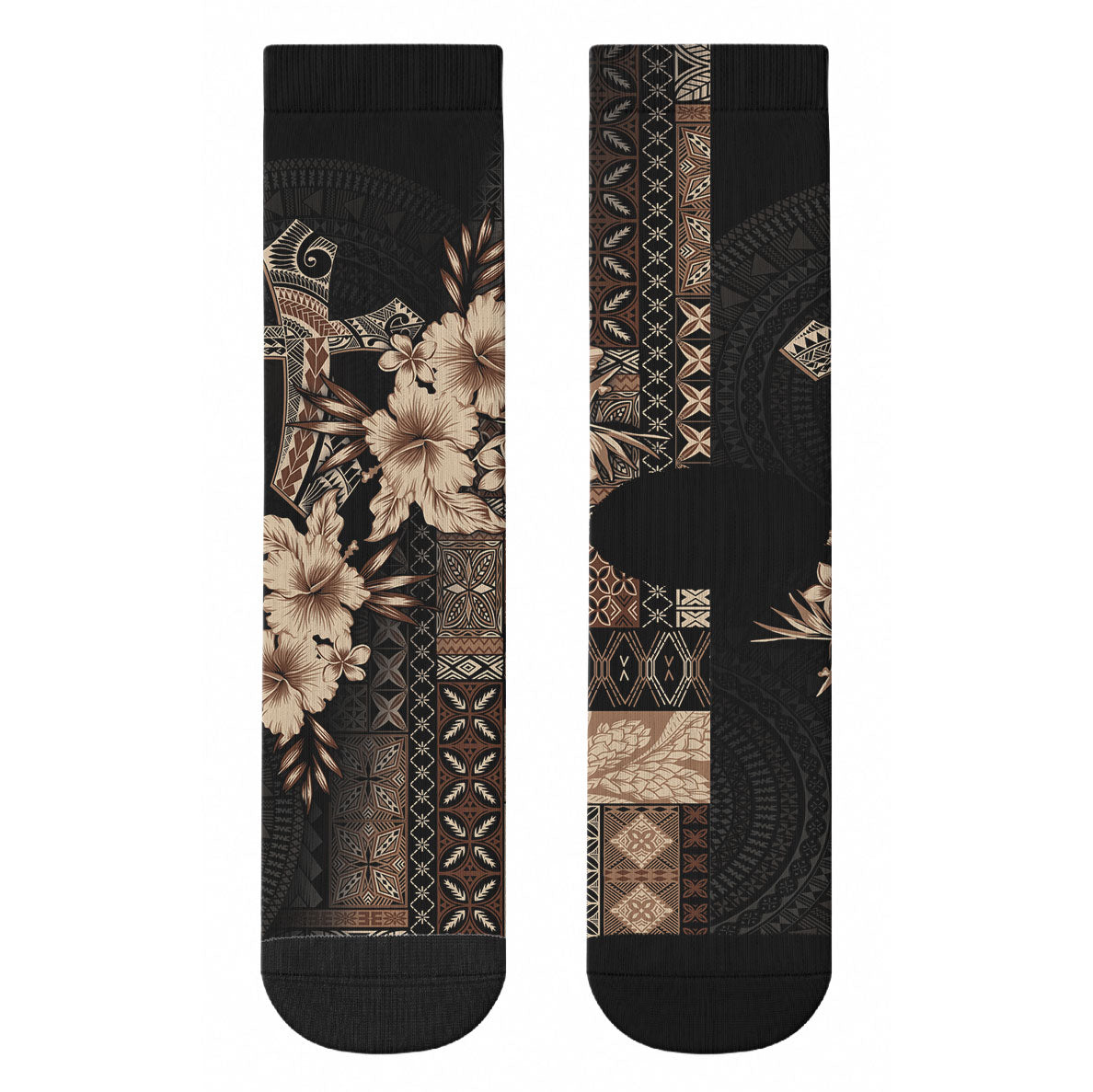 Samoa AIGA Mamanu Siapo Malu Motifs Crew Socks Black Ver LT7 - Polynesian Pride