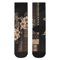 Samoa AIGA Mamanu Siapo Malu Motifs Crew Socks Black Ver LT7 - Polynesian Pride