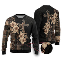 Samoa AIGA Mamanu Siapo Malu Motifs Ugly Christmas Sweater Black Ver LT7 Black - Polynesian Pride