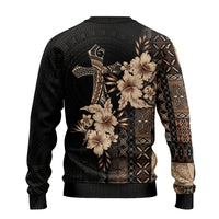 Samoa AIGA Mamanu Siapo Malu Motifs Ugly Christmas Sweater Black Ver LT7 - Polynesian Pride