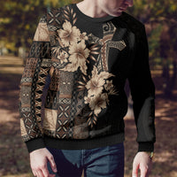 Samoa AIGA Mamanu Siapo Malu Motifs Ugly Christmas Sweater Black Ver LT7 - Polynesian Pride