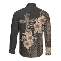 Samoa AIGA Mamanu Siapo Malu Motifs Long Sleeve Button Shirt Black Ver LT7 - Polynesian Pride