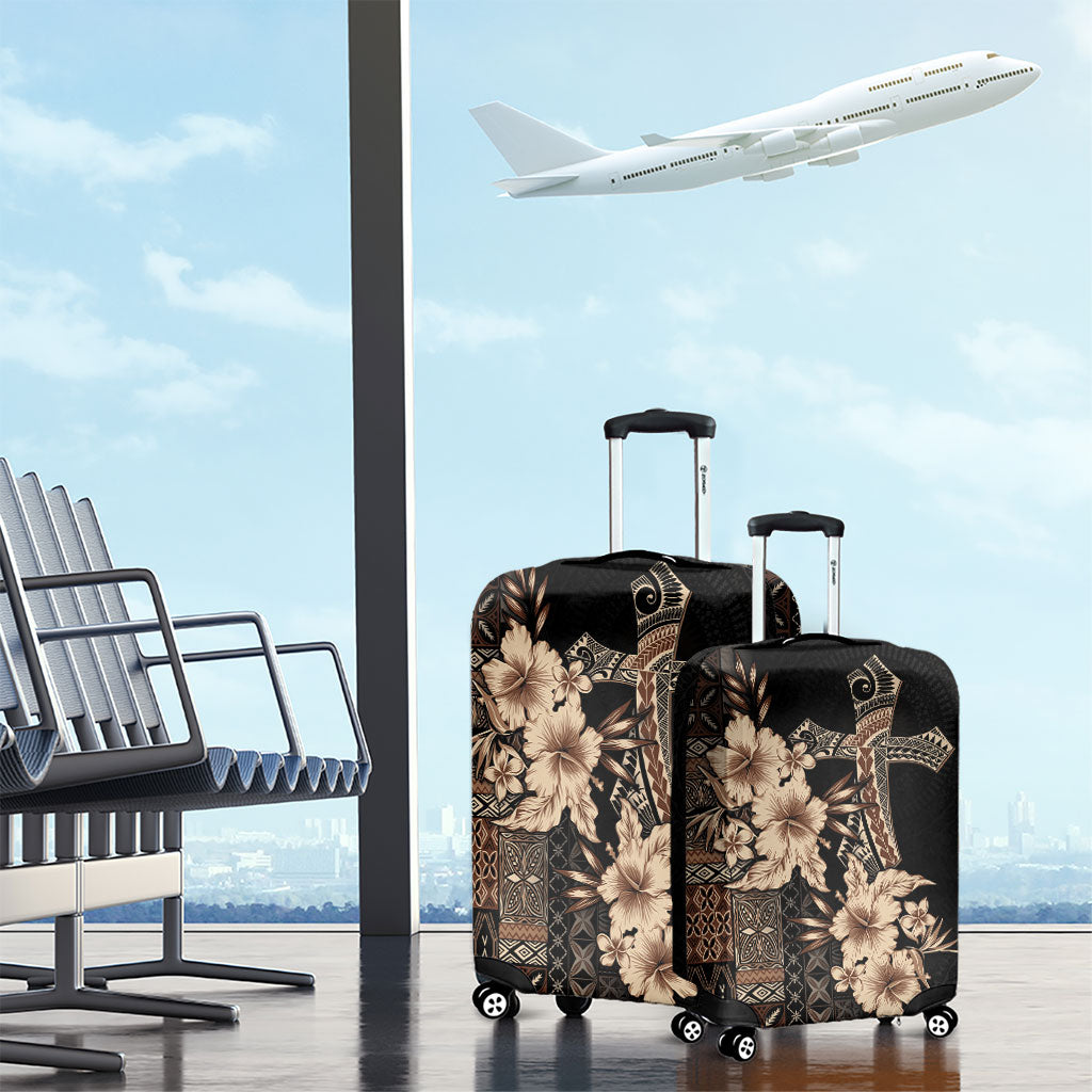 Samoa AIGA Mamanu Siapo Malu Motifs Luggage Cover Black Ver LT7 - Polynesian Pride