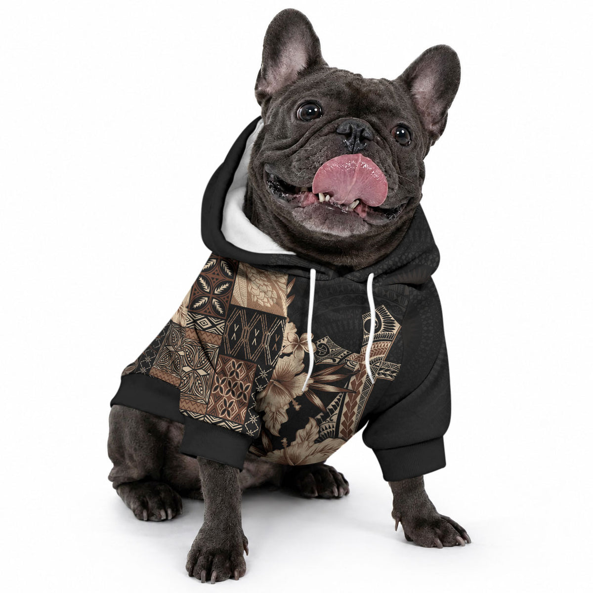 Samoa AIGA Mamanu Siapo Malu Motifs Pet Hoodie Black Ver LT7 - Polynesian Pride