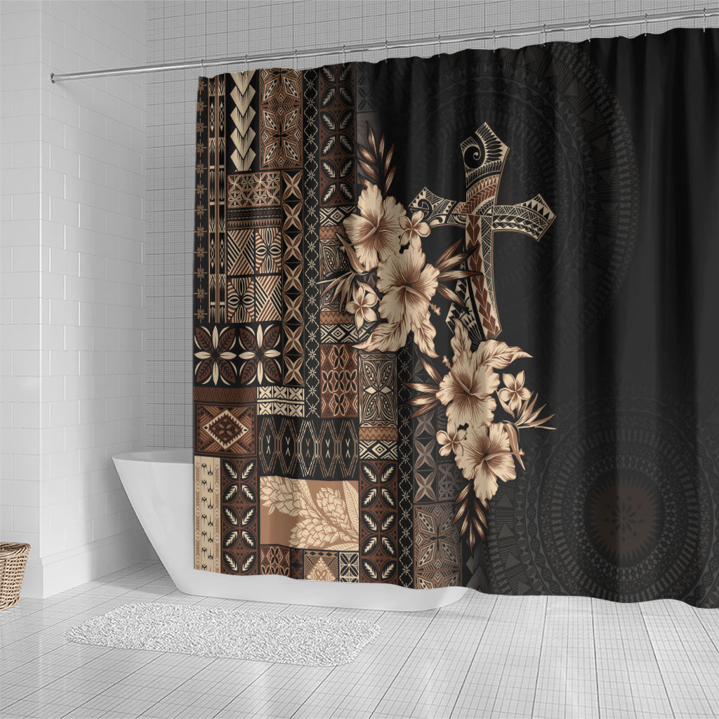 Samoa AIGA Mamanu Siapo Malu Motifs Shower Curtain Black Ver