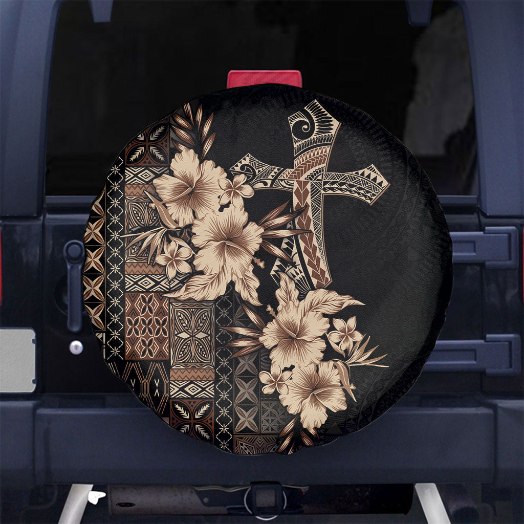 Samoa AIGA Mamanu Siapo Malu Motifs Spare Tire Cover Black Ver LT7 No hole Black - Polynesian Pride