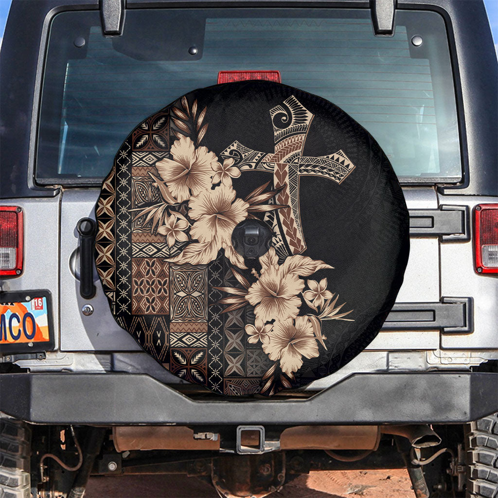 Samoa AIGA Mamanu Siapo Malu Motifs Spare Tire Cover Black Ver LT7 Black - Polynesian Pride