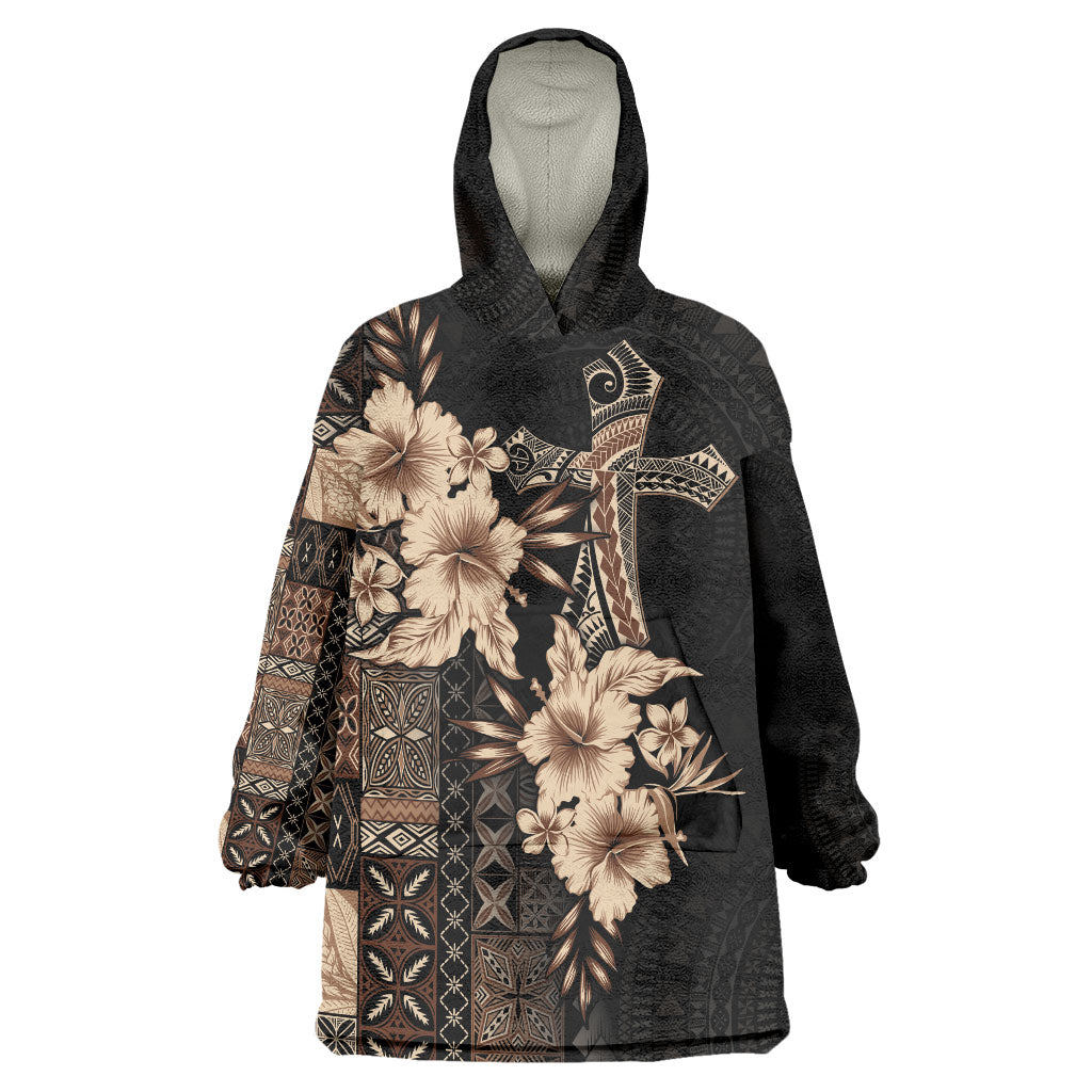 Samoa AIGA Mamanu Siapo Malu Motifs Wearable Blanket Hoodie Black Ver