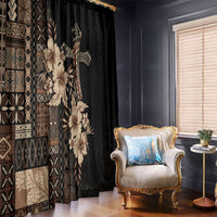 Samoa AIGA Mamanu Siapo Malu Motifs Window Curtain Black Ver