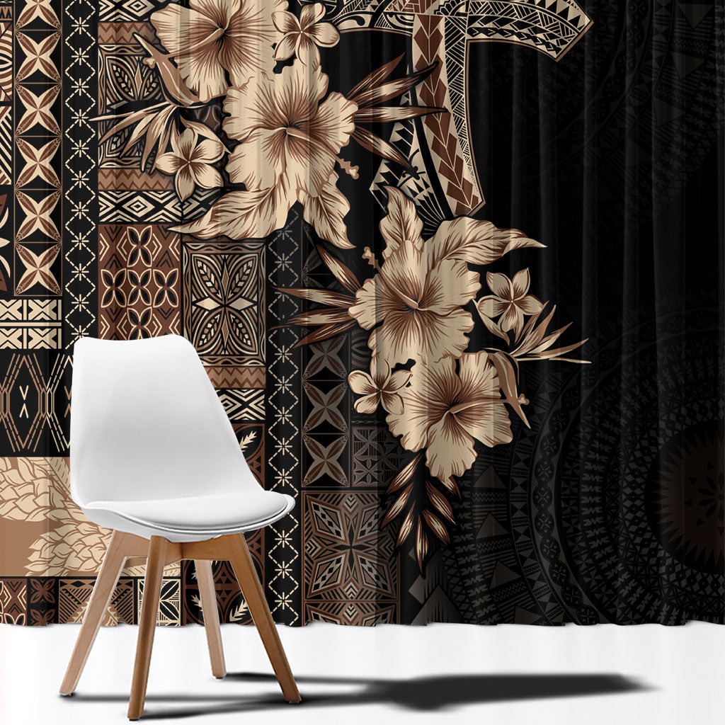 Samoa AIGA Mamanu Siapo Malu Motifs Window Curtain Black Ver