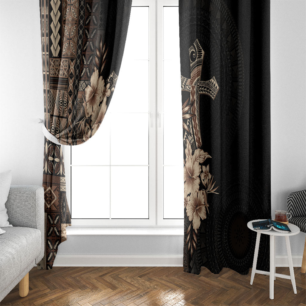 Samoa AIGA Mamanu Siapo Malu Motifs Window Curtain Black Ver