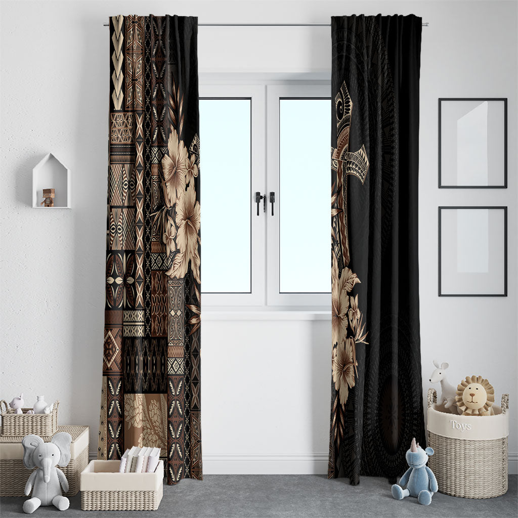 Samoa AIGA Mamanu Siapo Malu Motifs Window Curtain Black Ver