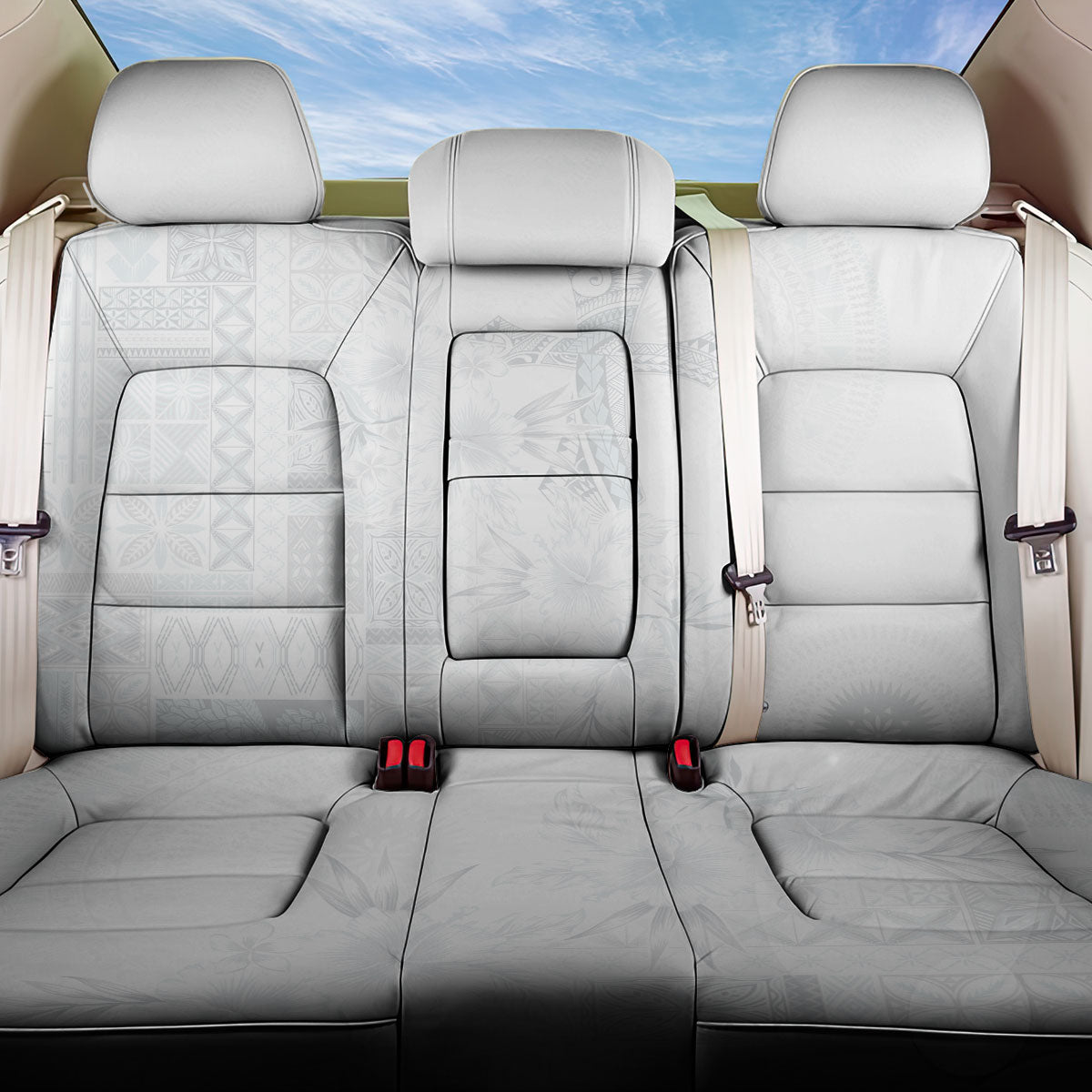 Samoa AIGA Mamanu Siapo Malu Motifs Back Car Seat Cover Lotu a Tamaiti White Ver