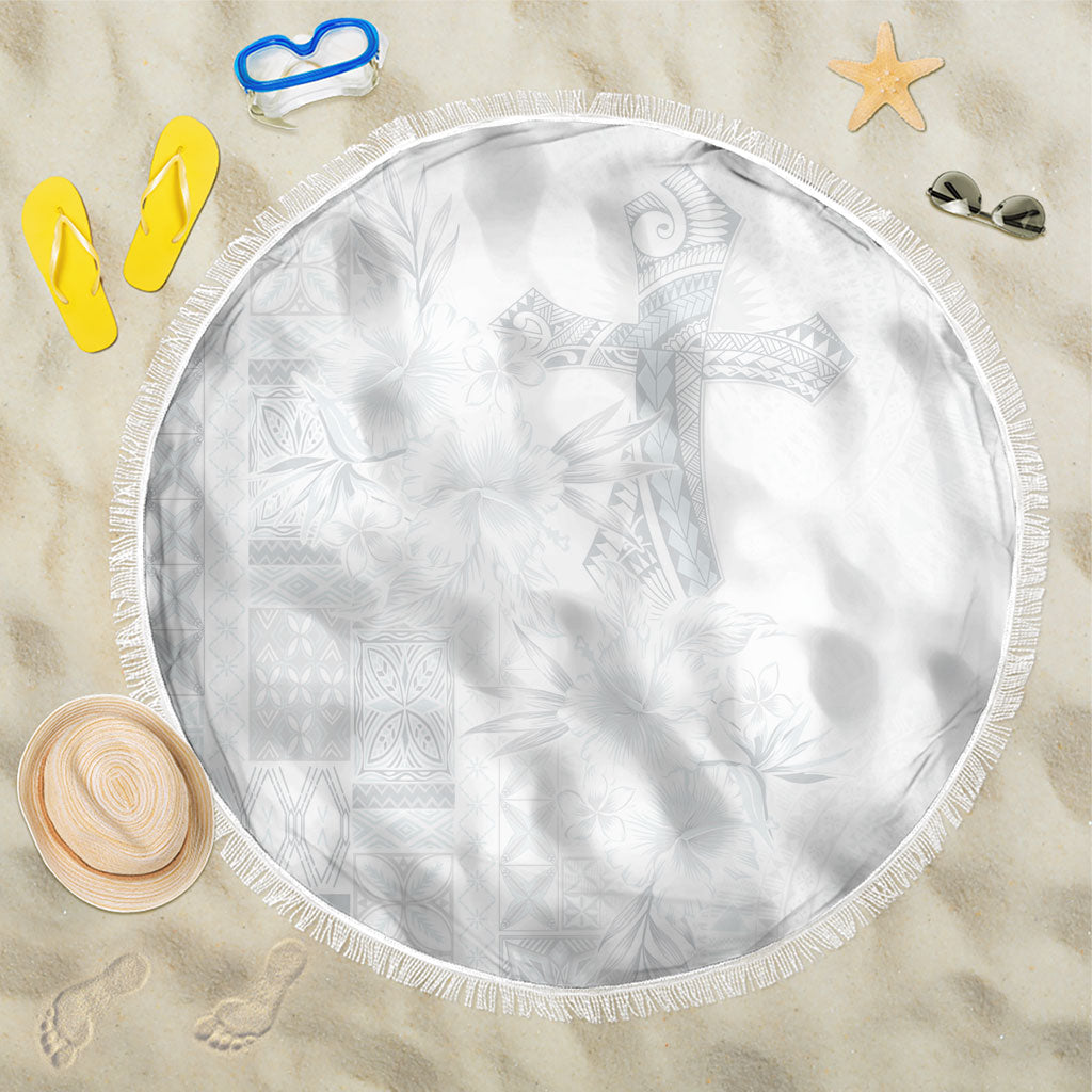 Samoa AIGA Mamanu Siapo Malu Motifs Beach Blanket Lotu a Tamaiti White Ver