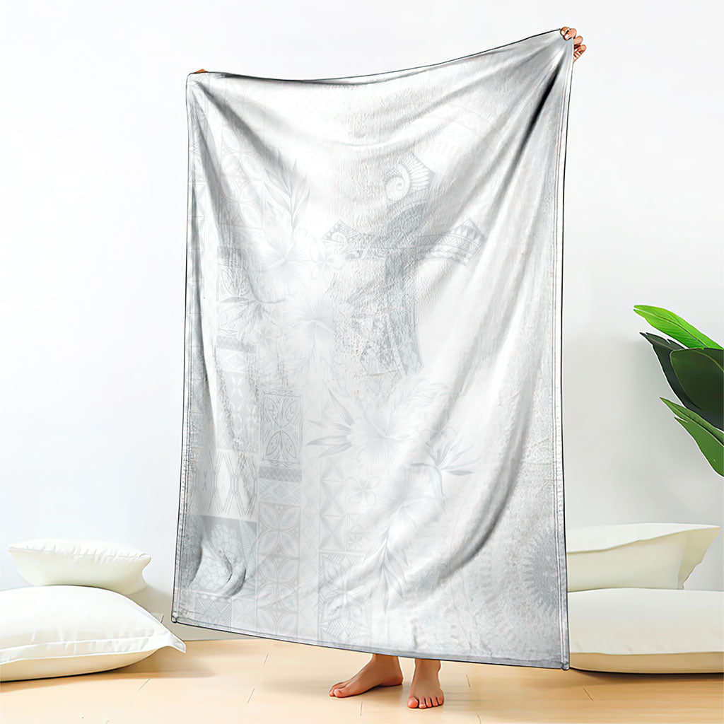 Samoa AIGA Mamanu Siapo Malu Motifs Blanket Lotu a Tamaiti White Ver LT7 - Polynesian Pride