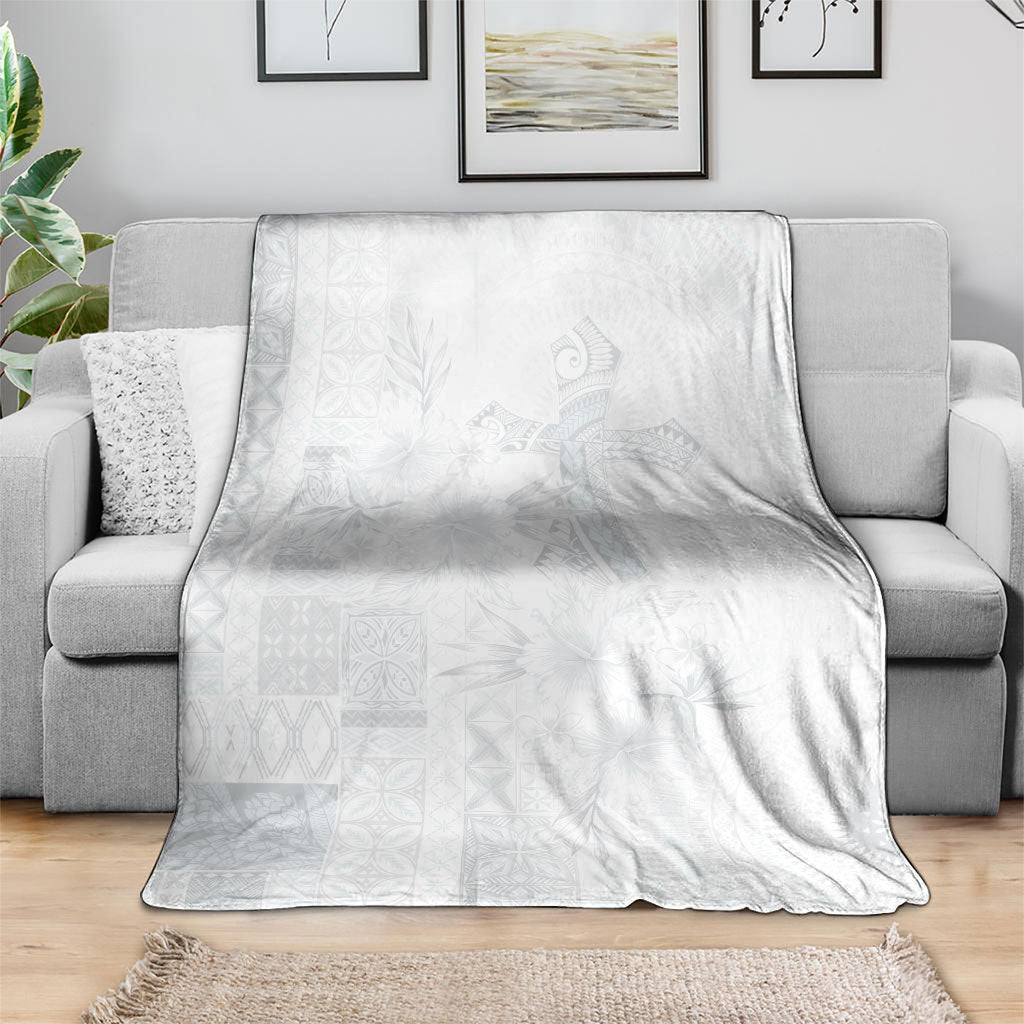 Samoa AIGA Mamanu Siapo Malu Motifs Blanket Lotu a Tamaiti White Ver LT7 - Polynesian Pride