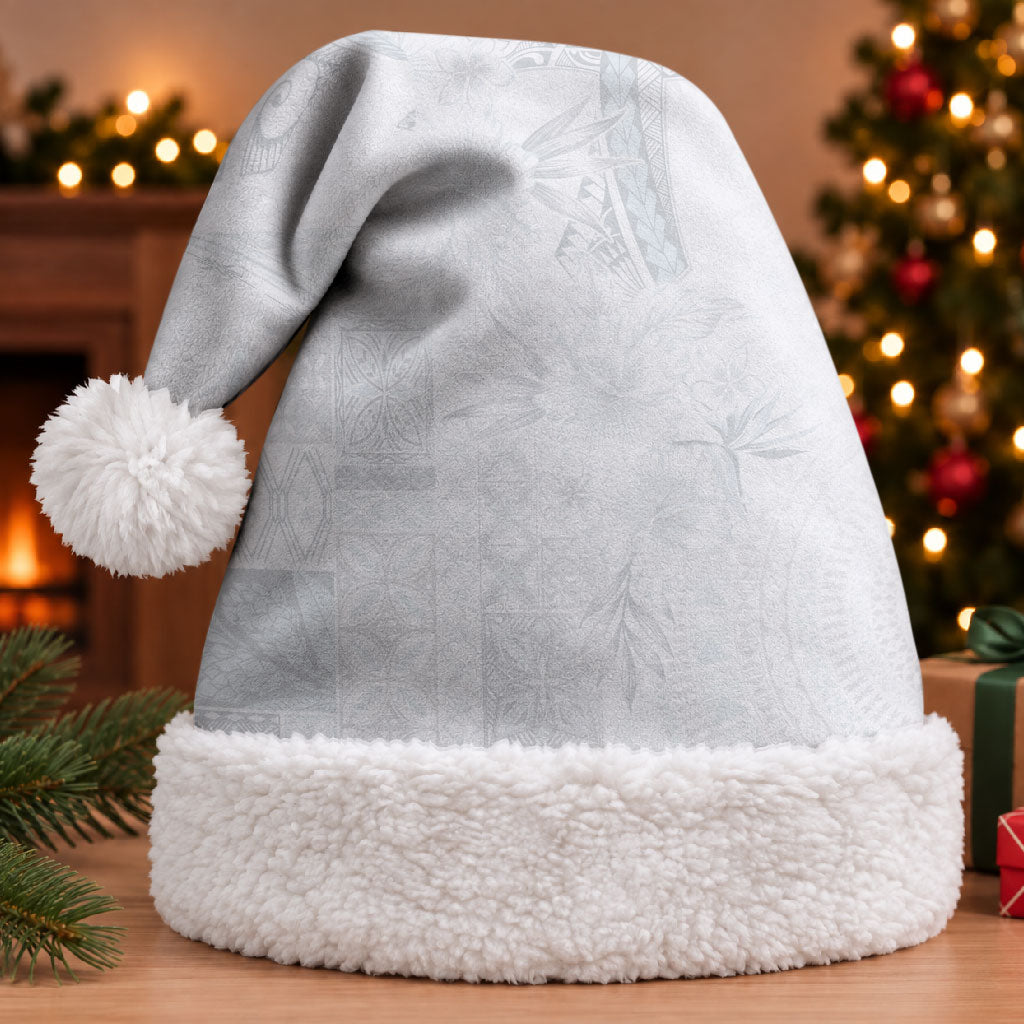 Samoa AIGA Mamanu Siapo Malu Motifs Christmas Santa Hat Lotu a Tamaiti White Ver LT7 With Fur White - Polynesian Pride