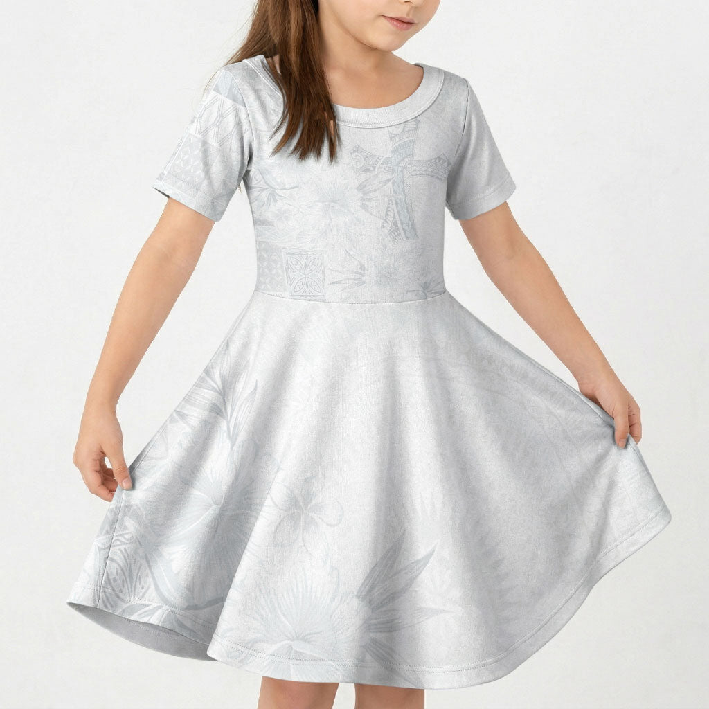 Samoa AIGA Mamanu Siapo Malu Motifs Kid Short Sleeve Dress Lotu a Tamaiti White Ver