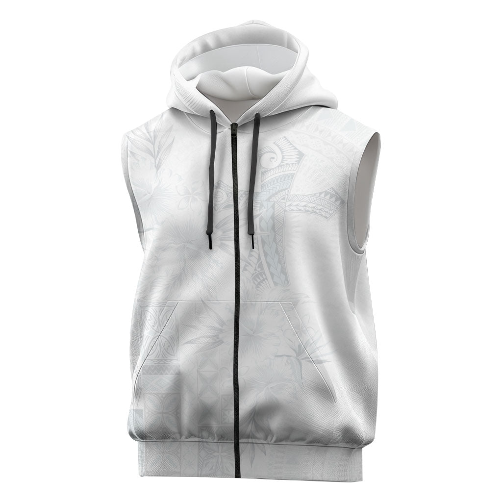 Samoa AIGA Mamanu Siapo Malu Motifs Sleeveless Zip Hoodie Lotu a Tamaiti White Ver