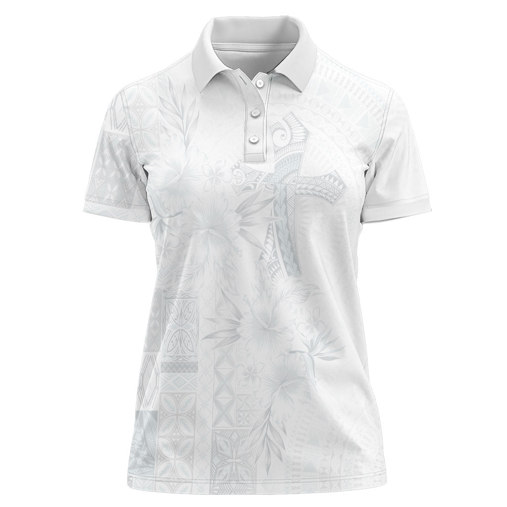 Samoa AIGA Mamanu Siapo Malu Motifs Women Polo Shirt Lotu a Tamaiti White Ver