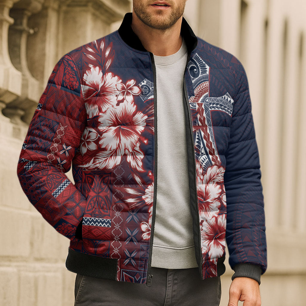 Samoa AIGA Mamanu Siapo Malu Motifs Bomber Puffer Jacket Flag Color