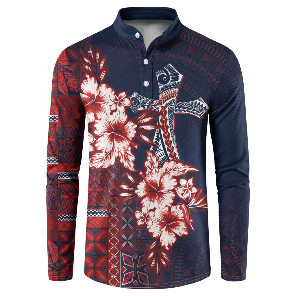 Samoa AIGA Mamanu Siapo Malu Motifs Button Sweatshirt Flag Color