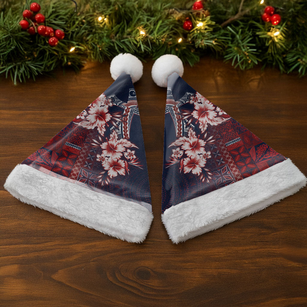 Samoa AIGA Mamanu Siapo Malu Motifs Christmas Santa Hat Flag Color LT7 - Polynesian Pride