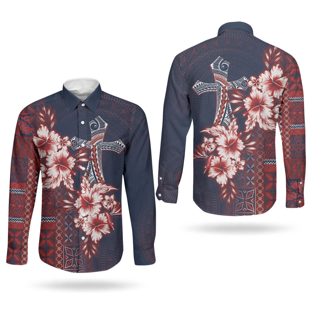 Samoa AIGA Mamanu Siapo Malu Motifs Couples Matching Off Shoulder Short Dress and Long Sleeve Button Shirt Flag Color LT7 - Polynesian Pride