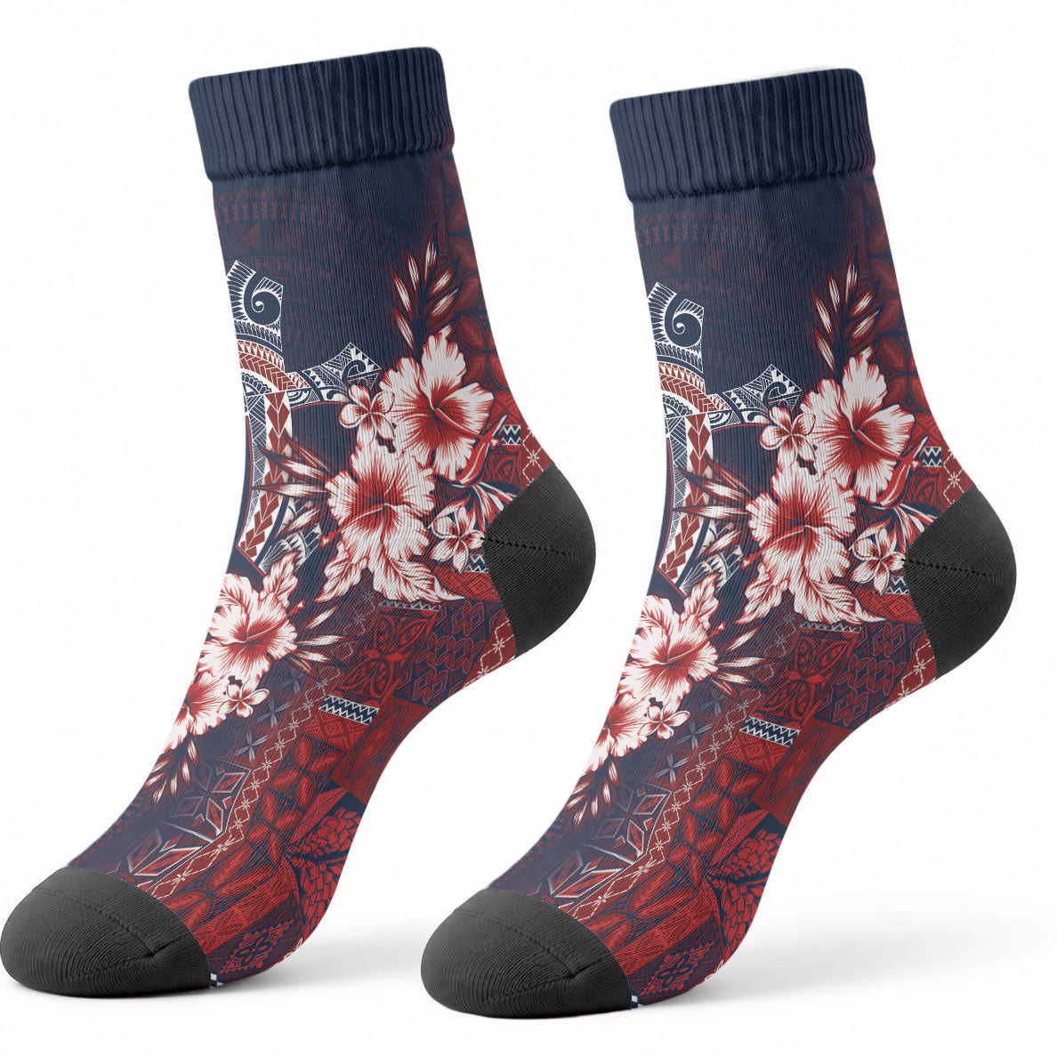 Samoa AIGA Mamanu Siapo Malu Motifs Crew Socks Flag Color LT7 - Polynesian Pride