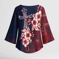 Samoa AIGA Mamanu Siapo Malu Motifs Kimono Sleeve Blouse Flag Color LT7 - Polynesian Pride