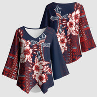 Samoa AIGA Mamanu Siapo Malu Motifs Kimono Sleeve Blouse Flag Color LT7 - Polynesian Pride