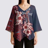Samoa AIGA Mamanu Siapo Malu Motifs Kimono Sleeve Blouse Flag Color LT7 - Polynesian Pride