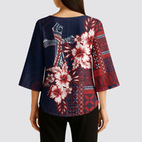 Samoa AIGA Mamanu Siapo Malu Motifs Kimono Sleeve Blouse Flag Color LT7 - Polynesian Pride