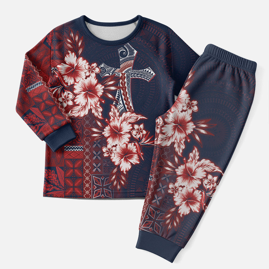 Samoa AIGA Mamanu Siapo Malu Motifs Christmas Pajama Set Flag Color LT7 Men Navy Blue - Polynesian Pride