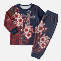 Samoa AIGA Mamanu Siapo Malu Motifs Christmas Pajama Set Flag Color LT7 Men Navy Blue - Polynesian Pride