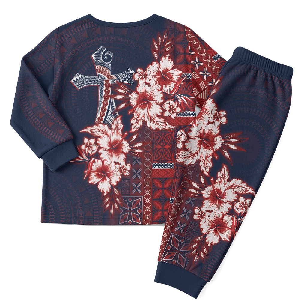 Samoa AIGA Mamanu Siapo Malu Motifs Christmas Pajama Set Flag Color LT7 - Polynesian Pride