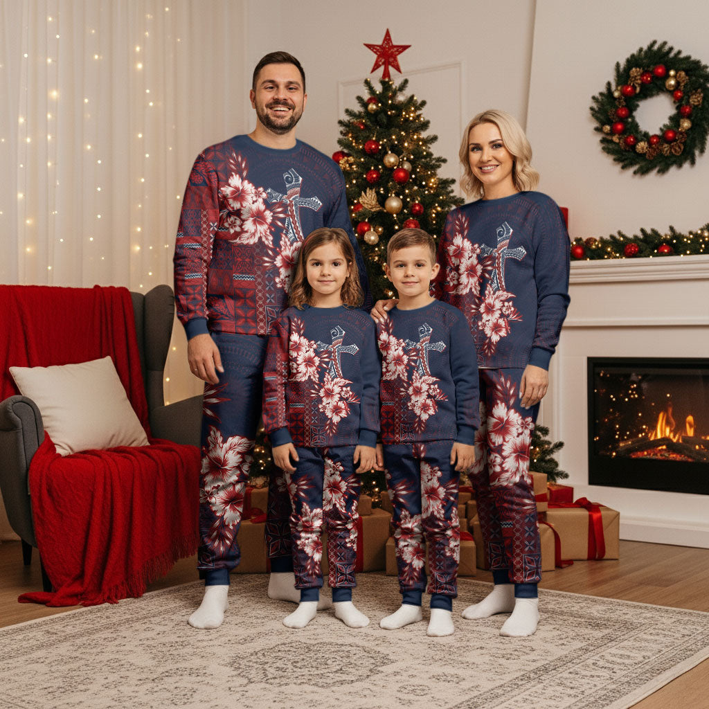 Samoa AIGA Mamanu Siapo Malu Motifs Christmas Pajama Set Flag Color LT7 - Polynesian Pride