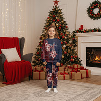 Samoa AIGA Mamanu Siapo Malu Motifs Christmas Pajama Set Flag Color LT7 Kid Navy Blue - Polynesian Pride