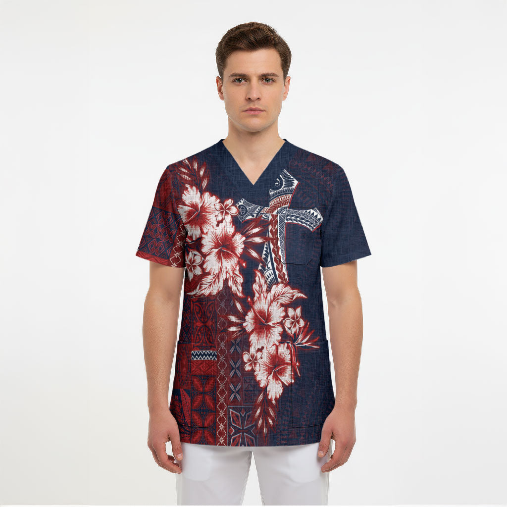 Samoa AIGA Mamanu Siapo Malu Motifs Scrub Top Flag Color